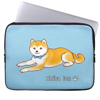 Shiba Inu med ljusblå kolvstångstkonst Laptop Fodral