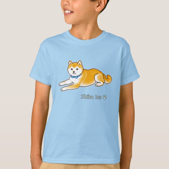 Shiba Inu med ljusblå kolvstångstkonst T Shirt (Framsida)