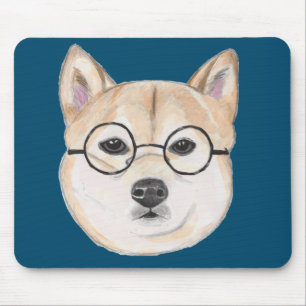 Shiba Inu med Oversized runda inramade Musmatta