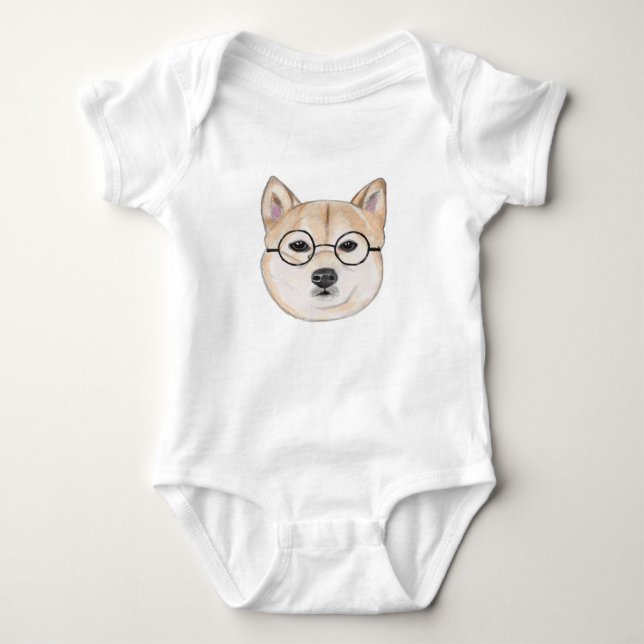 Shiba Inu med Oversized runda inramade T Shirt (Framsida)