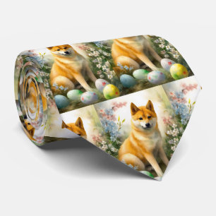Shiba Inu med Påskägg Helgdag Slips