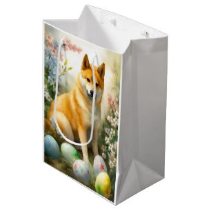 Shiba Inu med påskägg Semester