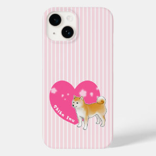 Shiba Inu med Rosa Heart och Rand