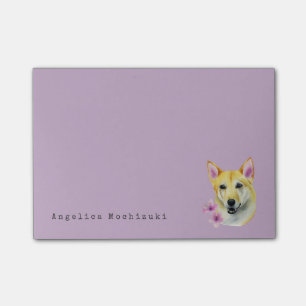 Shiba Inu med Sakura vattenfärgmålning Post-it Block