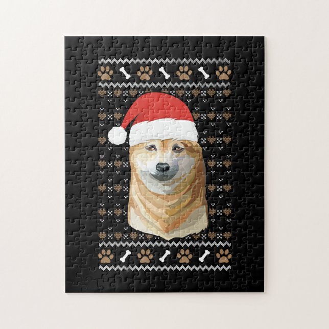 Shiba Inu med Santa Hat Ugly God jul Pussel (Vertikal)