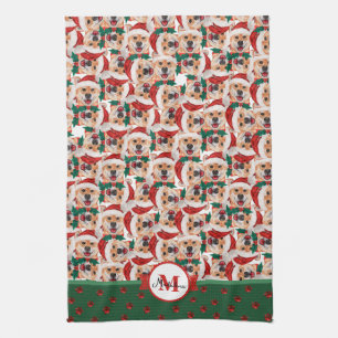 Shiba Inu Mönster Monogram Jul Hund Kökshandduk