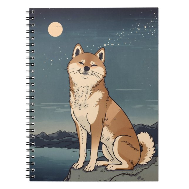 Shiba Inu Moonlight Notebook Anteckningsbok (Framsidan)