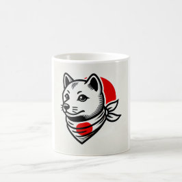 Shiba Inu Mug with Japanese Flag Scarf Kaffemugg