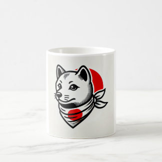 Shiba Inu Mug with Japanese Flag Scarf Kaffemugg