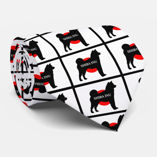 shiba inu namn silhouette på flagga slips (Rullad)