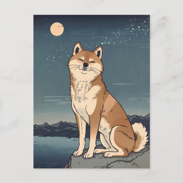 Shiba Inu Night Sky Postcard Vykort (Framsida)