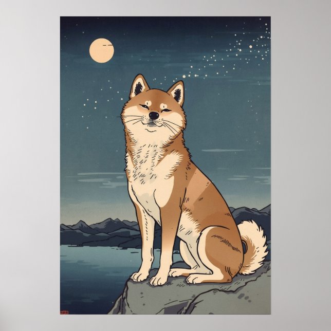Shiba Inu Night Sky Poster (Framsidan)