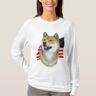 Shiba Inu och flaggat-skjorta Tee