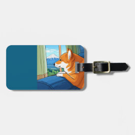 Shiba inu och mt fuji-bagagetagg bagagebricka