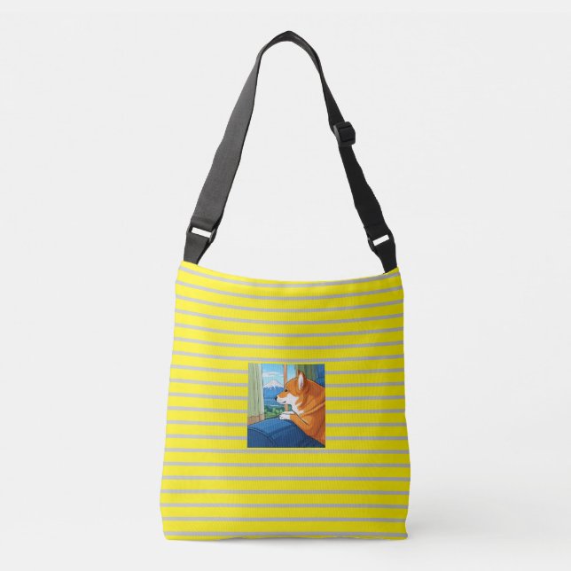 shiba inu och mt fuji-krockkudde axelväska (Framsida)