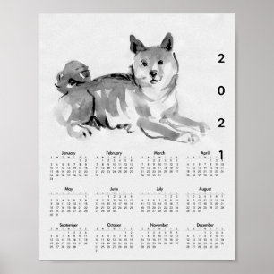 Shiba Inu Original Painting 2 Calendar Poster 2021