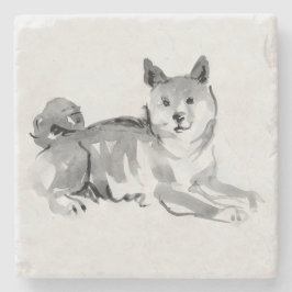 Shiba Inu Original Painting 2 Hund 2018 Stone Underlägg Sten