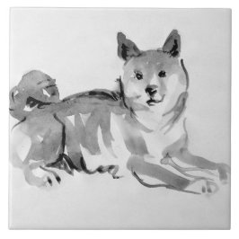 Shiba Inu Original Painting 2 Hund Födelsedag T Kakelplatta