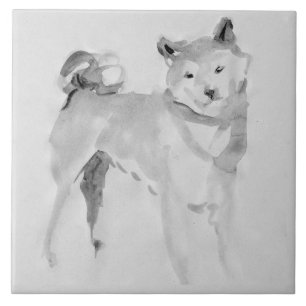 Shiba Inu Original Painting 3 Hund Födelsedag T Kakelplatta