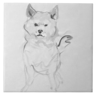Shiba Inu Original Painting 4 Hund 2018 Tile Kakelplatta