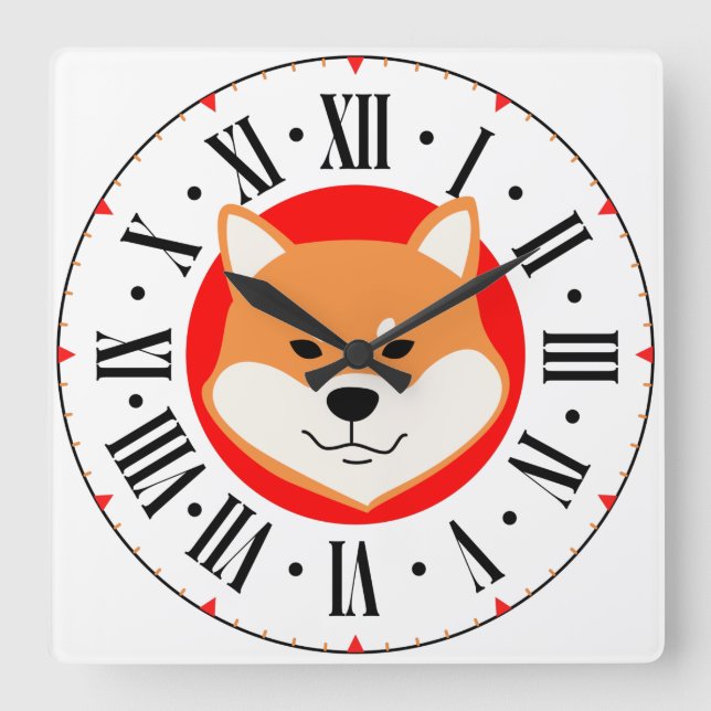 Shiba Inu Original Roman Numeral Wall Clock Fyrkantig Klocka (Framsida)