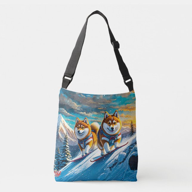 Shiba Inu på snörplattor 02 Design: Rik AMeN Gill Axelväska (Framsida)
