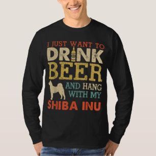 Shiba Inu Pappa Drink Beer Håll ut med Hund Funny  T Shirt