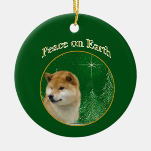 Shiba Inu Peace Julgransprydnad Keramik (Framsidan)