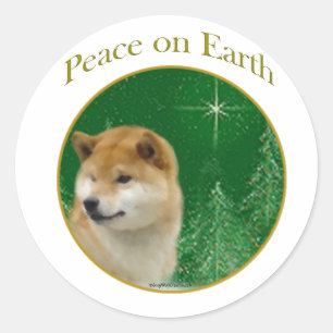 Shiba Inu Peace Runt Klistermärke