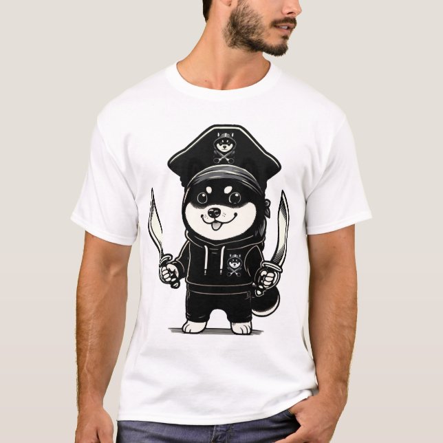 Shiba Inu Pirat T Shirt (Framsida)