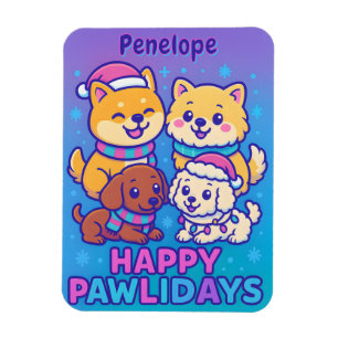 Shiba Inu Poodle Julhundar Blå Lila Valp Magnet