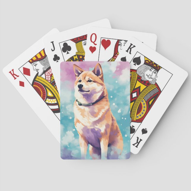 Shiba Inu Pop Art Dreamy & Whimsical Design Casinokort (Baksidan)