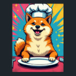 Shiba Inu : Pop Art Hund Chef Poster<br><div class="desc">Förbered dig på att bli glad över det kulinariska geniet hos internets mest berömda kock, Shiba Inu. Den här poster berättar för den triumferande berättelsen om en hund vars talang är så enorm, att det inte ens finns en enda maträtt i hans skapelse - det är en "osynlig måltid" med...</div>