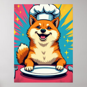 Shiba Inu : Pop Art Hund Chef Poster