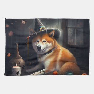 Shiba Inu Pumpak Halloween Skräckinjagande Kökshandduk