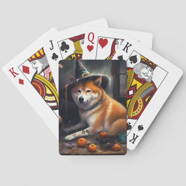 Shiba Inu Pumpkins Halloween Scary Casinokort (Baksidan)