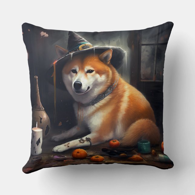 Shiba Inu Pumpkins Halloween Scary Kudde (Baksida)
