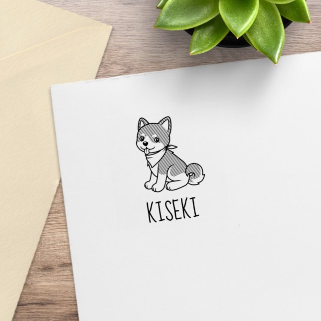 Shiba Inu Puppy Dog Custom Name 1x1 Stämpel (Skapare uppladdad)
