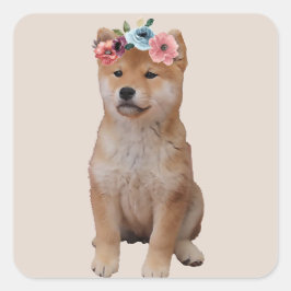 Shiba Inu Puppy Fyrkantigt Klistermärke