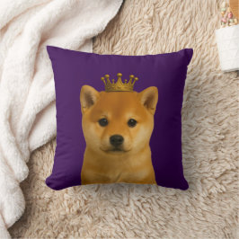 Shiba Inu Puppy i Cute Guld Krona Kudde