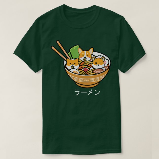 Shiba Inu Ramen Anime Kawaii Neko Tonåring Gift 15 T Shirt (Design framsida)