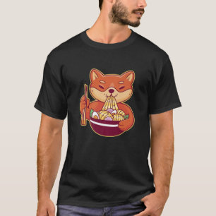 Shiba Inu Ramen Japansk Hund Eating Ramen Noodles T Shirt