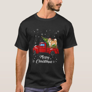 Shiba Inu Riding Red Lastbil God jul Träd Hund Lov T Shirt