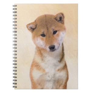 Shiba Inu (röd) målning - original- hundkonst Anteckningsbok Med Spiral