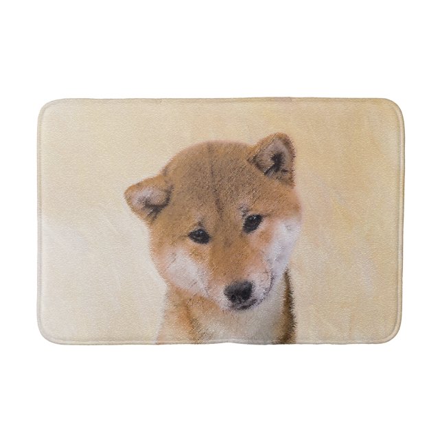 Shiba Inu (röd) målning - original- hundkonst Badrumsmatta (Framsidan)