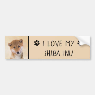 Shiba Inu (röd) målning - original- hundkonst Bildekal