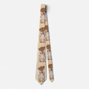Shiba Inu (röd) målning - original- hundkonst Slips