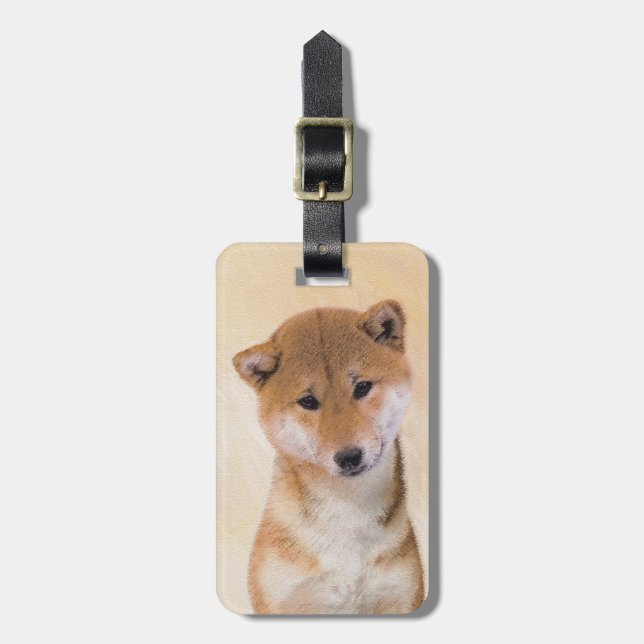 Shiba Inu (röd) målning - Originalbild av Hund Bagagebricka (Vertikal Framsida)