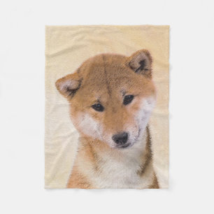 Shiba Inu (röd) målning - Originalbild av Hund Fleecefilt