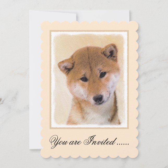 Shiba Inu (röd) målning - Originalbild av Hund Inbjudningar (Framsida)